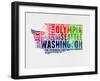 Washington Watercolor Word Cloud-NaxArt-Framed Art Print