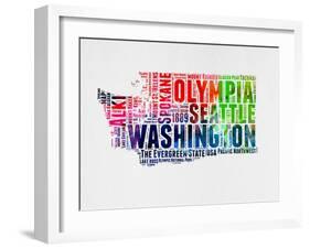 Washington Watercolor Word Cloud-NaxArt-Framed Art Print