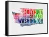 Washington Watercolor Word Cloud-NaxArt-Framed Stretched Canvas