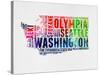 Washington Watercolor Word Cloud-NaxArt-Stretched Canvas