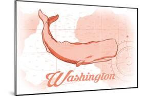 Washington - Whale - Coral - Coastal Icon-Lantern Press-Mounted Art Print