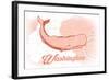 Washington - Whale - Coral - Coastal Icon-Lantern Press-Framed Art Print