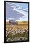 Washington - Wheat Field and Shack-Lantern Press-Framed Art Print