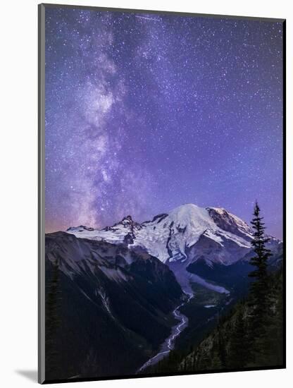 Washington, White River Valley Looking Toward Mt. Rainier on a Starlit Night with the Milky Way-Gary Luhm-Mounted Premium Photographic Print