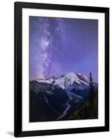 Washington, White River Valley Looking Toward Mt. Rainier on a Starlit Night with the Milky Way-Gary Luhm-Framed Photographic Print