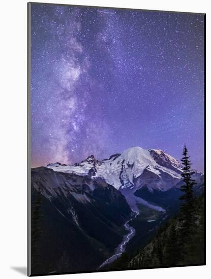 Washington, White River Valley Looking Toward Mt. Rainier on a Starlit Night with the Milky Way-Gary Luhm-Mounted Photographic Print