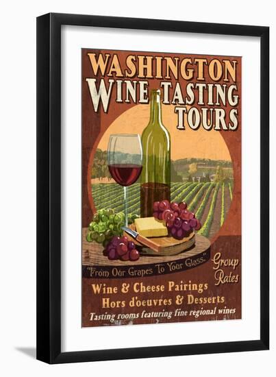 Washington Wine Tasting-Lantern Press-Framed Art Print