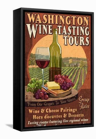 Washington Wine Tasting-Lantern Press-Framed Stretched Canvas