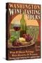 Washington Wine Tasting-Lantern Press-Stretched Canvas