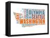 Washington Word Cloud Map-NaxArt-Framed Stretched Canvas