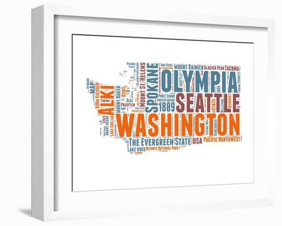 Washington Word Cloud Map-NaxArt-Framed Art Print
