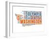 Washington Word Cloud Map-NaxArt-Framed Art Print