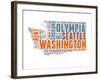 Washington Word Cloud Map-NaxArt-Framed Art Print