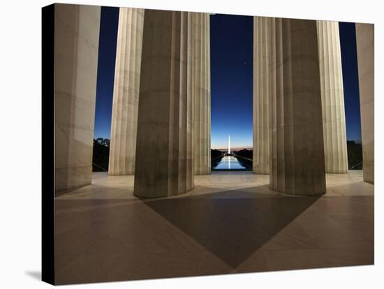 Washinton Monument at Sunset, Viewed from the Lincoln Memorial-Stocktrek Images-Stretched Canvas