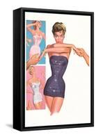 Wasp-Waist Woman in Lingerie-null-Framed Stretched Canvas