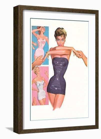 Wasp-Waist Woman in Lingerie-null-Framed Art Print