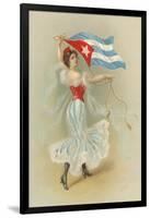 Wasp-Waisted Woman with Flag of Cuba-null-Framed Art Print