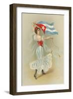 Wasp-Waisted Woman with Flag of Cuba-null-Framed Art Print