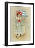Wasp-Waisted Woman with Flag of Cuba-null-Framed Art Print