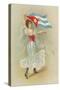 Wasp-Waisted Woman with Flag of Cuba-null-Stretched Canvas