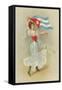 Wasp-Waisted Woman with Flag of Cuba-null-Framed Stretched Canvas