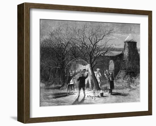 Wassailing Apple Trees with Hot Cider in Devonshire on Twelfth Eve, 1861-null-Framed Giclee Print