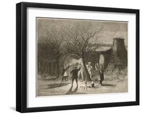 Wassailing Apple Trees with Hot Cider in Devonshire on Twelfth Night-null-Framed Art Print