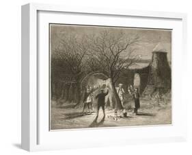 Wassailing Apple Trees with Hot Cider in Devonshire on Twelfth Night-null-Framed Art Print