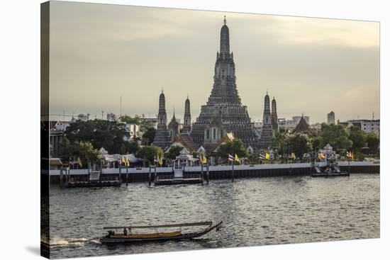 Wat Arun and Chao Phraya River, Bangkok, Thailand-Andrew Taylor-Stretched Canvas