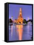 Wat Arun, Buddhist Temple Reflects in River at Dusk, Bangkok, Thailand-null-Framed Stretched Canvas