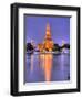 Wat Arun, Buddhist Temple Reflects in River at Dusk, Bangkok, Thailand-null-Framed Premium Photographic Print