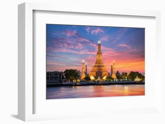 Wat Arun Night View Temple in Bangkok, Thailand-anekoho-Framed Photographic Print