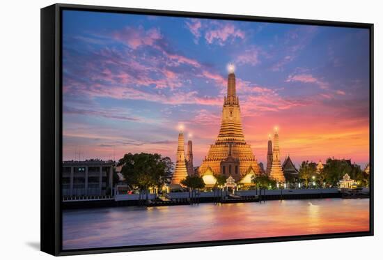 Wat Arun Night View Temple in Bangkok, Thailand-anekoho-Framed Stretched Canvas