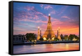 Wat Arun Night View Temple in Bangkok, Thailand-anekoho-Framed Stretched Canvas