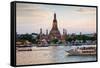 Wat Arun (Temple of the Dawn) and Chao Phraya River at Sunset-Gavin Hellier-Framed Stretched Canvas