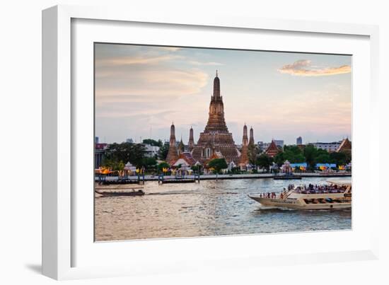 Wat Arun (Temple of the Dawn) and Chao Phraya River at Sunset-Gavin Hellier-Framed Photographic Print