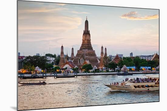 Wat Arun (Temple of the Dawn) and Chao Phraya River at Sunset-Gavin Hellier-Mounted Photographic Print