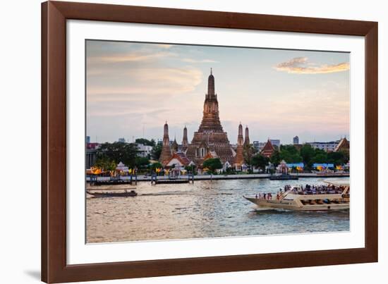 Wat Arun (Temple of the Dawn) and Chao Phraya River at Sunset-Gavin Hellier-Framed Photographic Print