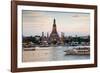 Wat Arun (Temple of the Dawn) and Chao Phraya River at Sunset-Gavin Hellier-Framed Photographic Print