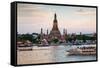 Wat Arun (Temple of the Dawn) and Chao Phraya River at Sunset-Gavin Hellier-Framed Stretched Canvas