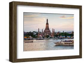 Wat Arun (Temple of the Dawn) and Chao Phraya River at Sunset-Gavin Hellier-Framed Photographic Print