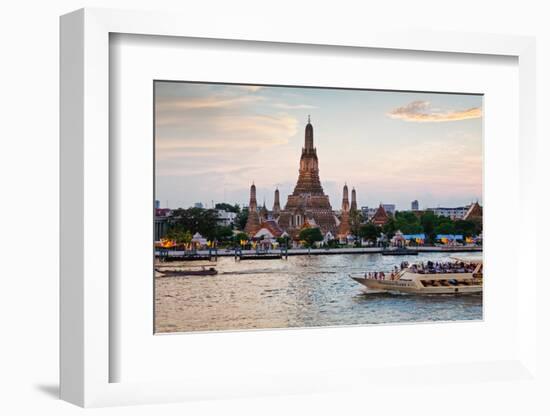 Wat Arun (Temple of the Dawn) and Chao Phraya River at Sunset-Gavin Hellier-Framed Photographic Print