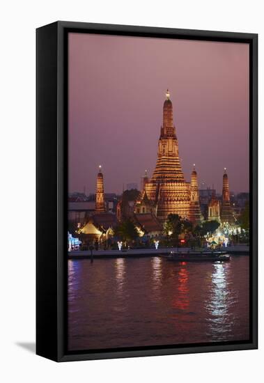 Wat Arun (Temple of the Dawn) and the Chao Phraya River by Night, Bangkok, Thailand-null-Framed Stretched Canvas