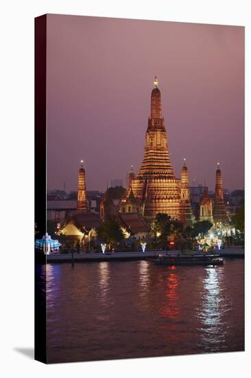 Wat Arun (Temple of the Dawn) and the Chao Phraya River by Night, Bangkok, Thailand-null-Stretched Canvas