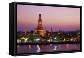 Wat Arun (Temple of the Dawn) and the Chao Phraya River by Night, Bangkok, Thailand-null-Framed Stretched Canvas