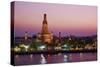 Wat Arun (Temple of the Dawn) and the Chao Phraya River by Night, Bangkok, Thailand-null-Stretched Canvas