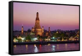 Wat Arun (Temple of the Dawn) and the Chao Phraya River by Night, Bangkok, Thailand-null-Framed Stretched Canvas