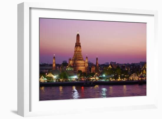 Wat Arun (Temple of the Dawn) and the Chao Phraya River by Night, Bangkok, Thailand-null-Framed Photographic Print