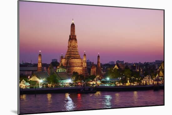 Wat Arun (Temple of the Dawn) and the Chao Phraya River by Night, Bangkok, Thailand-null-Mounted Photographic Print