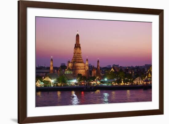 Wat Arun (Temple of the Dawn) and the Chao Phraya River by Night, Bangkok, Thailand-null-Framed Photographic Print